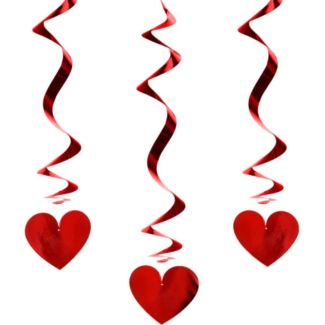 3 guirnaldas en espiral - Corazones rojos 