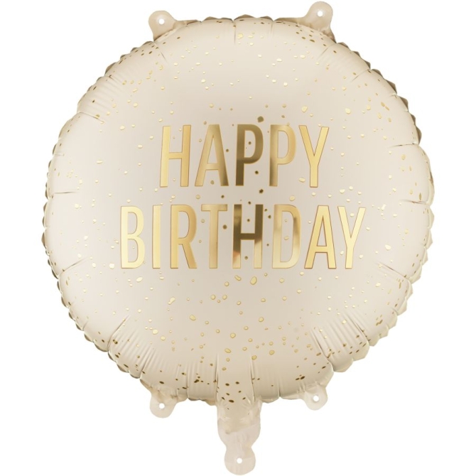 Globo de helio de aluminio Happy Birthday Crema � 35 cm 