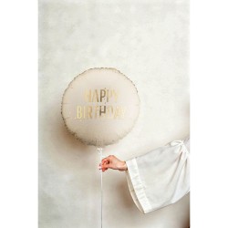 Globo de helio de aluminio Happy Birthday Crema � 35 cm. n�1