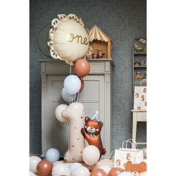 Globo gigante de helio de papel de aluminio con el n�mero 1 y un osito de peluche (100 cm). n�1