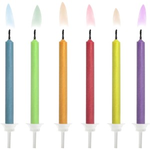Surtido de 6 velas de cumplea�os con forma de llama de colores