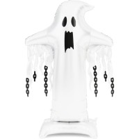 Globo gigante de papel de aluminio con forma de fantasma sobre soporte � XXL � 165 cm