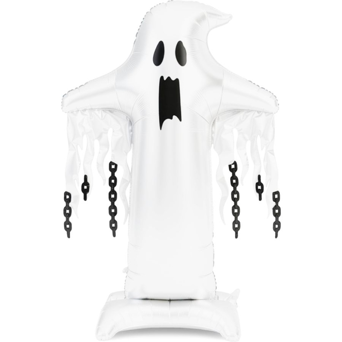 Globo gigante de papel de aluminio con forma de fantasma sobre soporte � XXL � 165 cm 