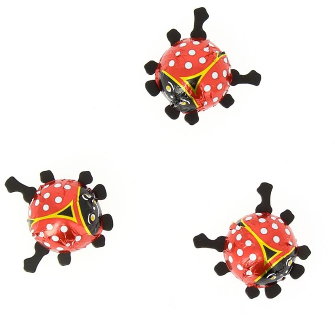 3 Mini Lady Bugs (3 cm - 6 g) - Chocolate con Leche 