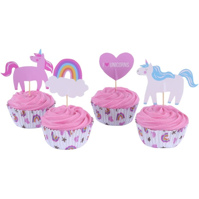 Kit 24 Fundas y Decoraciones Cupcake - Unicornio 