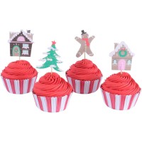 Kit de 24 moldes y decoraciones para cupcakes - Christmas Village