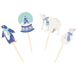 Kit de 24 moldes y decoraciones para cupcakes - Snow Christmas. n2