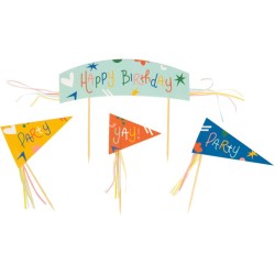 Kit de 24 platos y decoraciones para cupcakes - Feliz Cumpleaos. n1