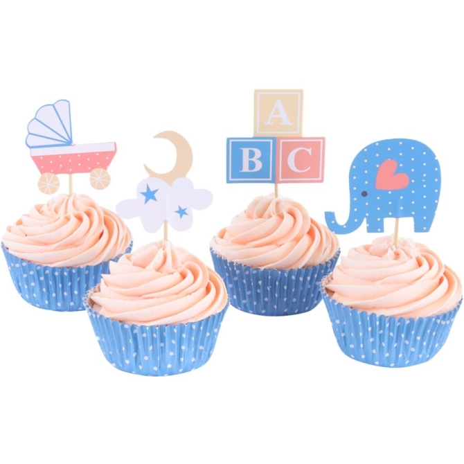 Kit de 24 moldes y decoraciones para cupcakes - Beb 