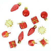 13 Mini Decoraciones para colgar Navideos Rojos (2,5 cm)