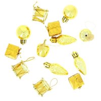 13 Mini Decoraciones para colgar Navideños Dorados (2,5 cm)