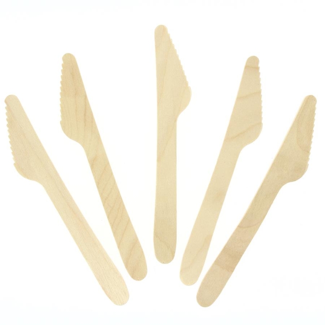 10 Cuchillos de Madera - Biodegradables 