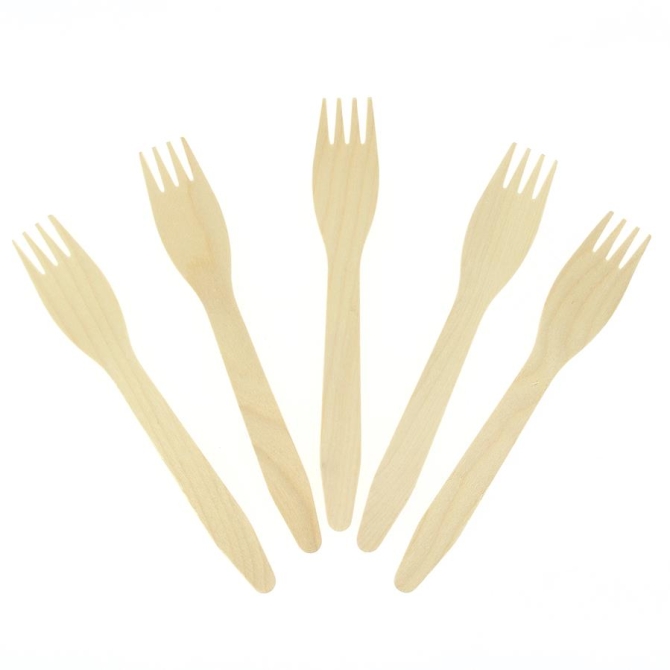 10 Tenedores de Madera - Biodegradables 