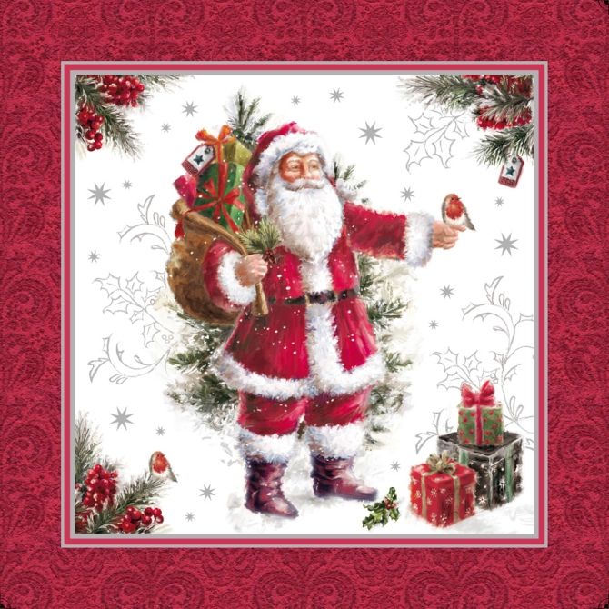 20 Servilletas Grandes - Pap Noel Vintage 