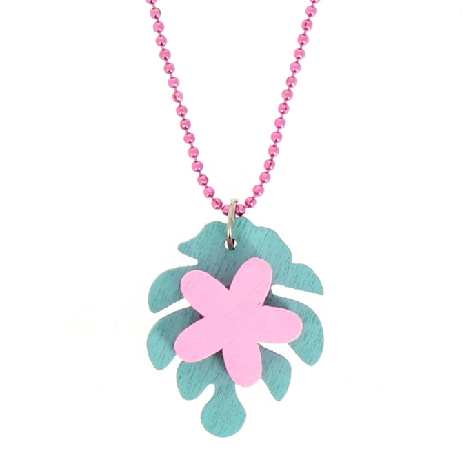 Collar Ecolgico Flores y Hoja de Palma 