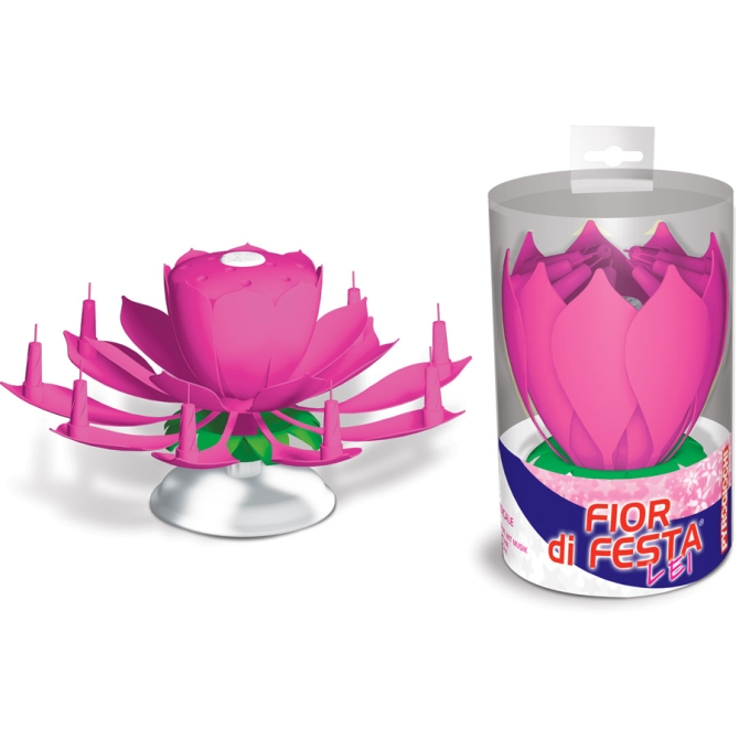 Vela Fuente Musical Flor Rosa 