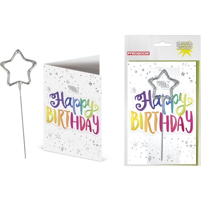Tarjeta de Feliz Cumpleaos con vela Sparkling Star Sparkler 