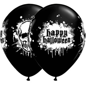 Set de 6 globos negros Happy Halloween