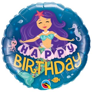 Globo Plano Sirena Feliz Cumpleaos