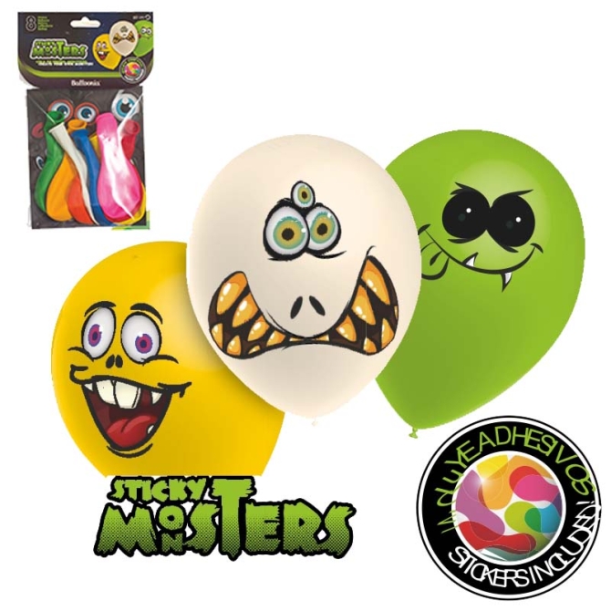 8 globos pegajosos de monstruos 