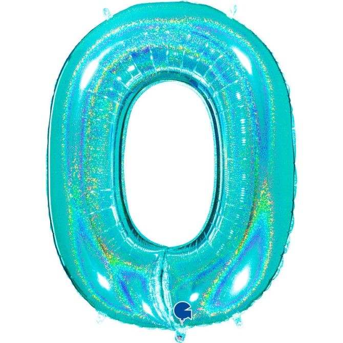 Globo Gigante Nmero 0 Hologrfico Tiffany (102 cm) 