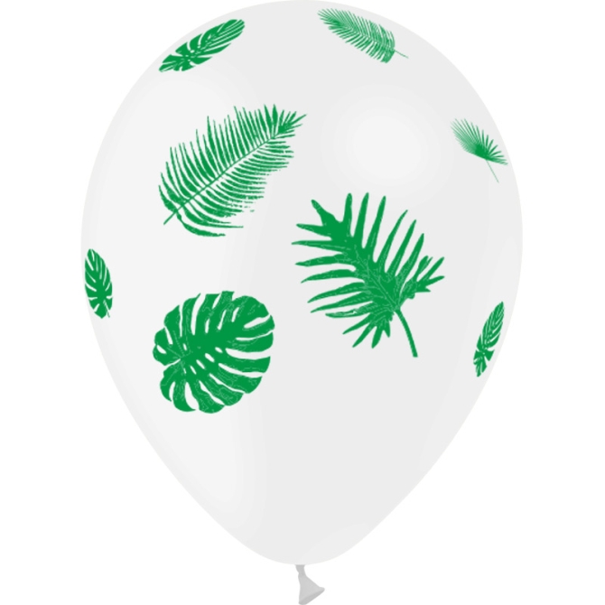 8 Globos Hojas Tropicales 30 cm 