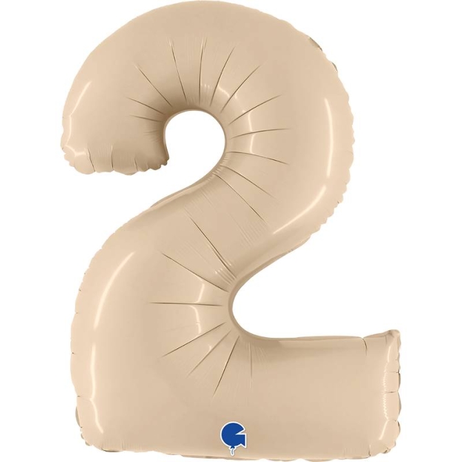 Globo Gigante Chiffre 2 Crema Satinado (102 cm) 