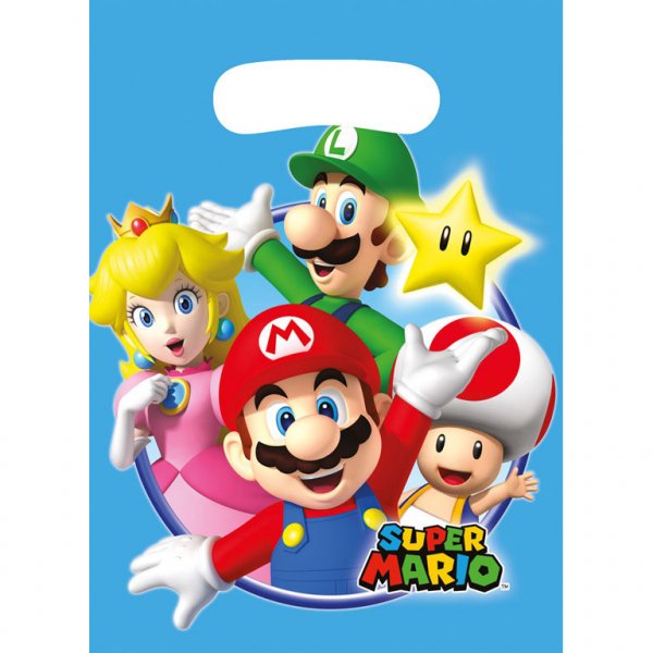 8 bolsas de regalo de fiesta de Mario 