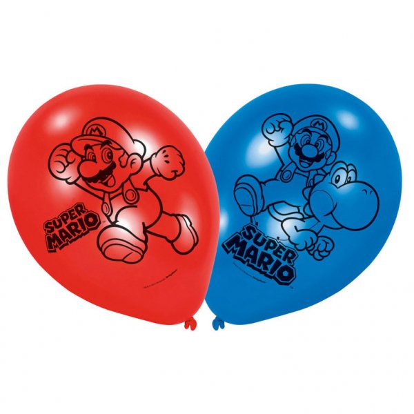 6 globos de fiesta de Mario 