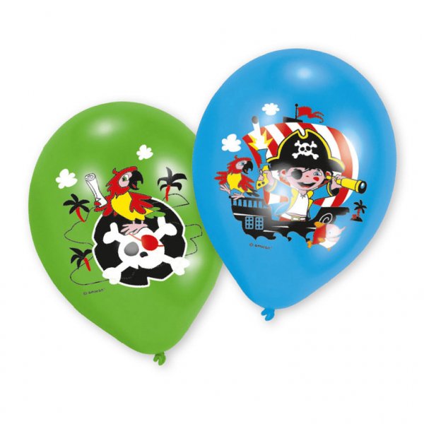 6 Globos Pirata Verde / Azul 