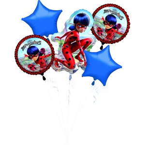 Ramo de 5 Globos Miraculous Ladybug (43, 48 y 86 cm)