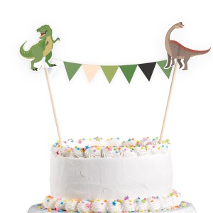 1 cartel de decoracin para tarta de dinosaurio feliz.