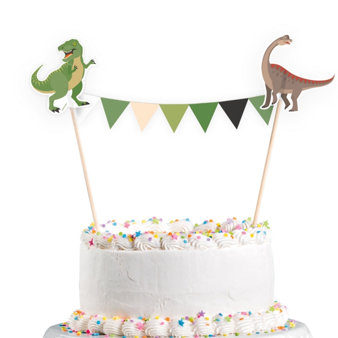 1 cartel de decoracin para tarta de dinosaurio feliz. 