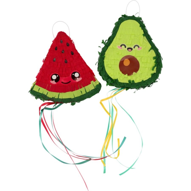 2 mini pi�atas de aguacate y sand�a para tirar,  fiesta Kawaii 