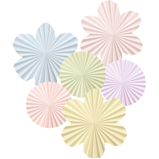 Juego de 6 abanicos - Tonos pastel de ensue�o 