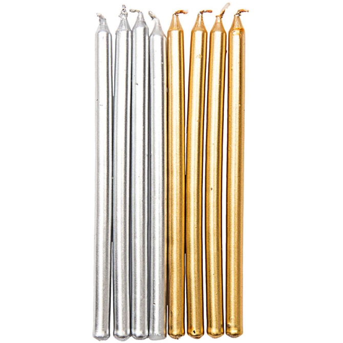 16 Velas Elegance (12 cm) - Oro / Plata 