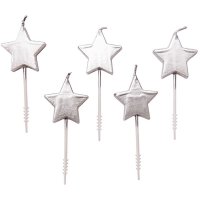 5 Mini Velas Estrella Plateada