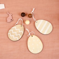 3 Huevos de Pascua de Madera para Colgar - Naturaleza. n4