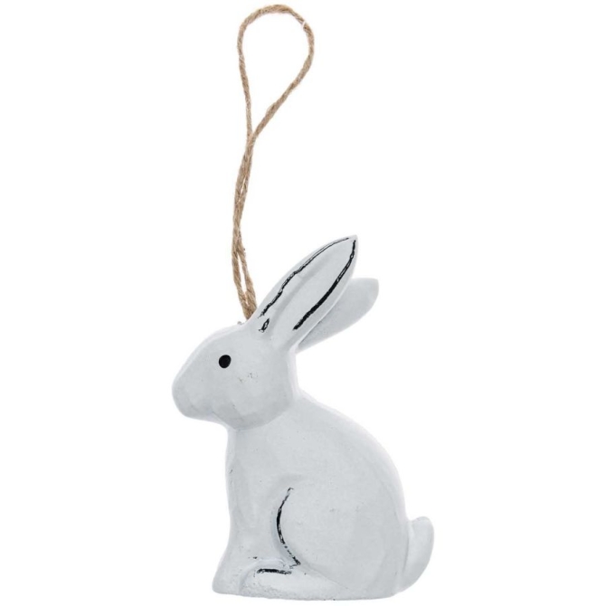 1 Conejo Colgante de Madera (10 cm) - Blanco 