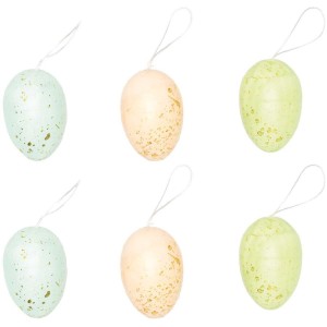 6 Huevos de Pascua colgantes (6 cm) - Pastel/Oro