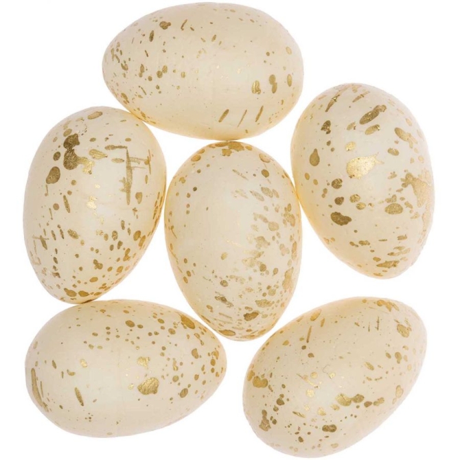 6 Huevos de Pascua (6 cm) - Crema / Dorado 
