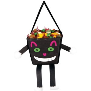 Bolsa de dulces de gato negro con brazos y piernas