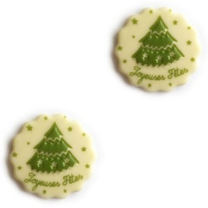 2 Mini Discos Verdes Happy Holidays Relief Tree - Chocolate Blanco