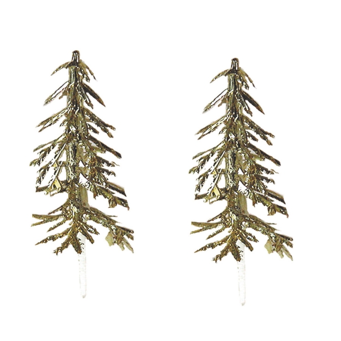2 Palillos Dorados para rbol de Navidad (5, 5 cm) - Plstico 