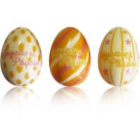 3 Huevos 3D Felices Pascuas Naranja/Rosa - Chocolate Blanco