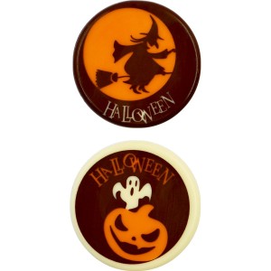2 Mini Discos Halloween ( 5 cm) - Chocolate Blanco