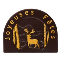 2 Extremos de tronco Ciervos Felices Fiestas - Chocolate Oscuro