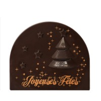 2 tapas de bronce para troncos de rbol de Navidad con relieve Happy Holidays - Chocolate