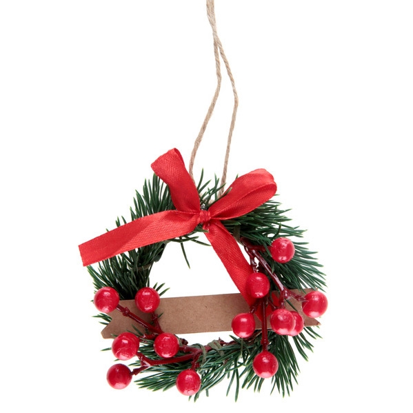 Tarjeta de mesa Corona de Navidad roja 