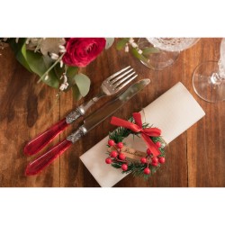 Tarjeta de mesa Corona de Navidad roja. n1